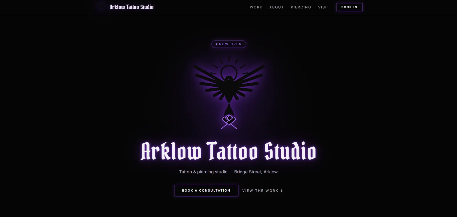 Arklow Tattoo Studio website preview