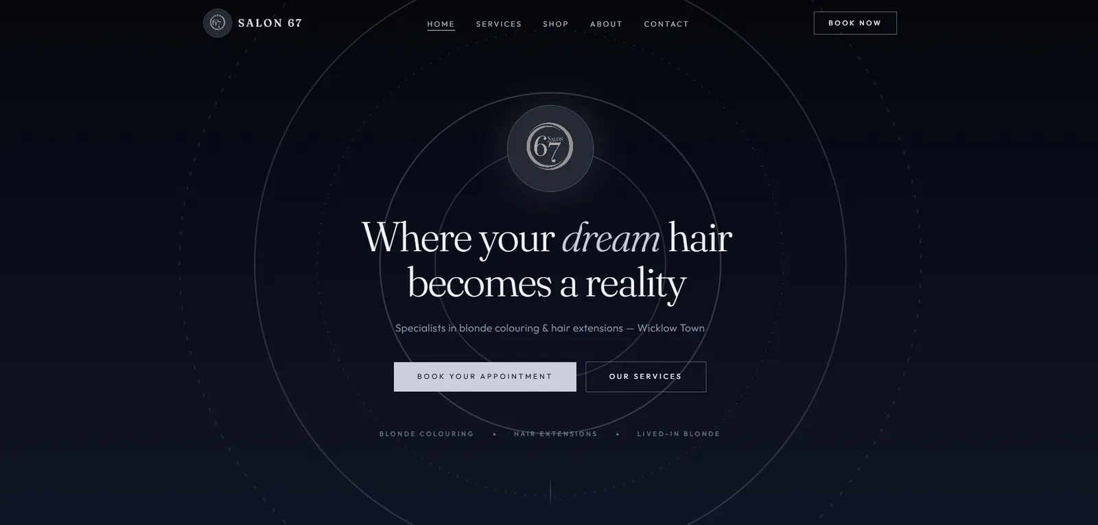 Salon 67 website preview